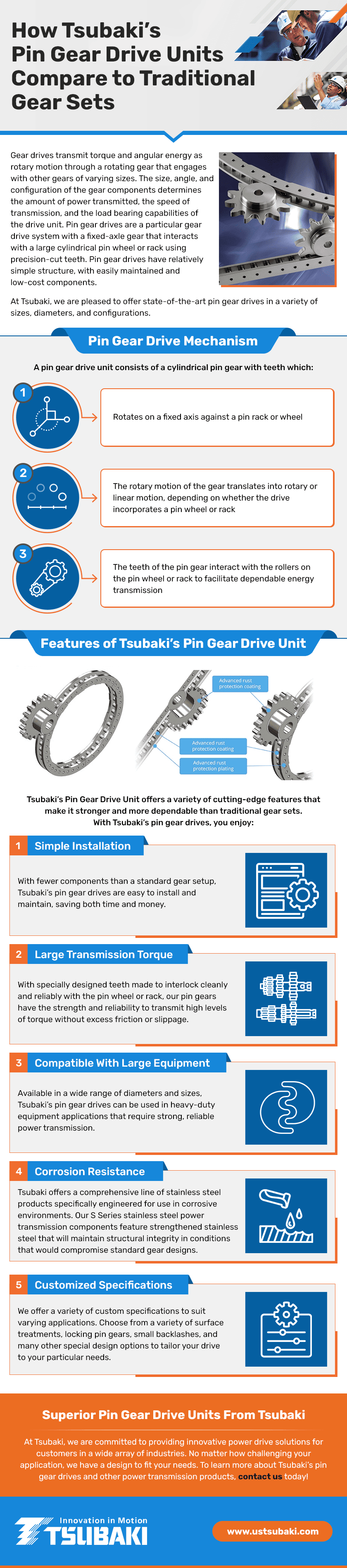 How Tsubaki’s Pin Gear Drive Units Compare to Traditional Gear Sets